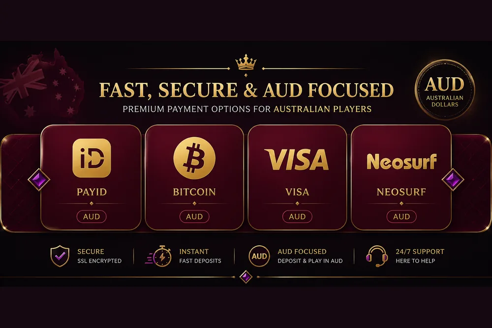 CrownPlay payment options: PayID, Bitcoin, Visa, Neosurf